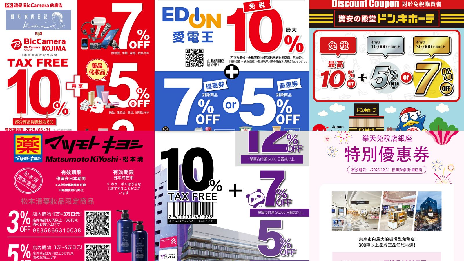 網站近期文章：2025最新！日本電器行、藥妝店優惠券懶人包。Bic camera、愛電王、唐吉訶德、松本清、機場
